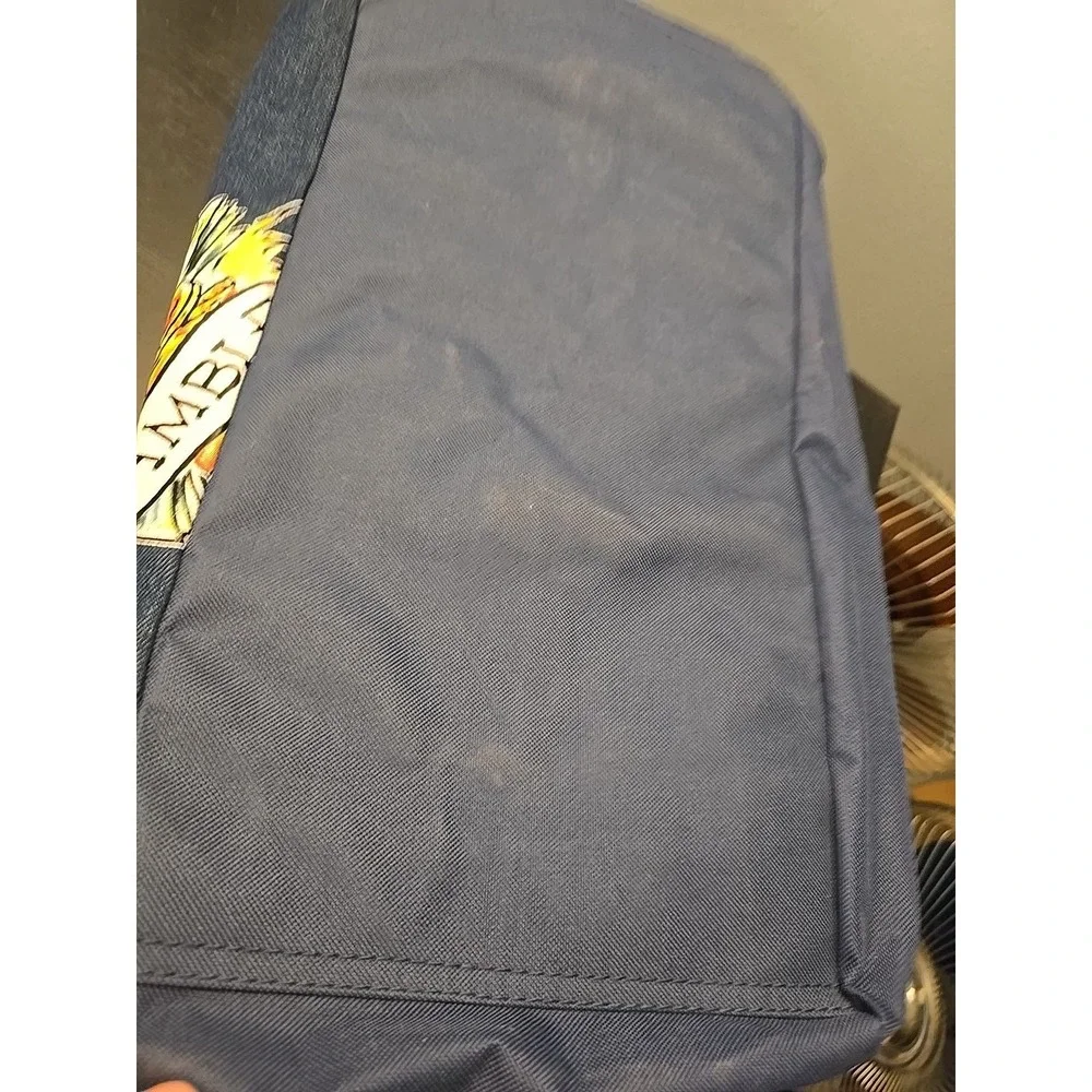 Ed Hardy Love is a Gamble Blue Zip Denim/Canvas Duffel Travel Gym Bag.